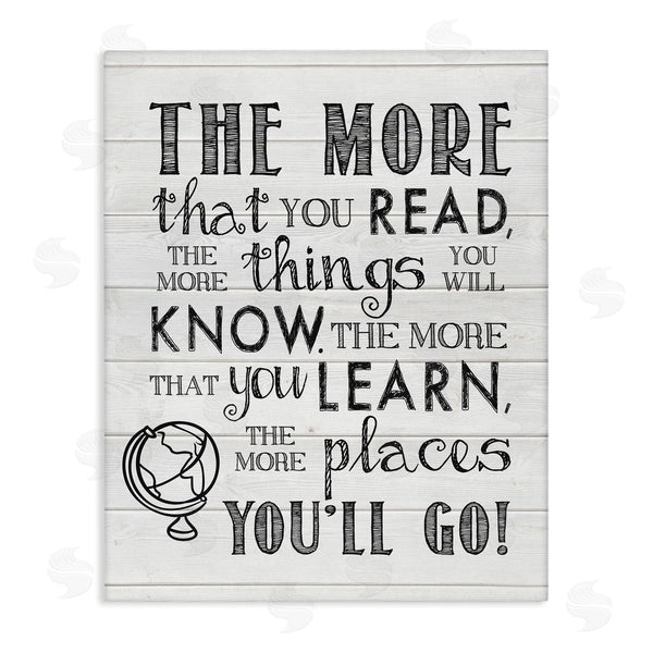 stupell industries Lettered and Lined | The More You Read Quote Rustic Plank Pattern Wall Art