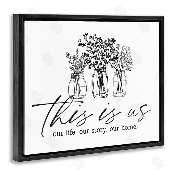 Stupell Industries Lettered And Lined | This Is Us Family Cottage Florals Herbs Bouquet Wall Art