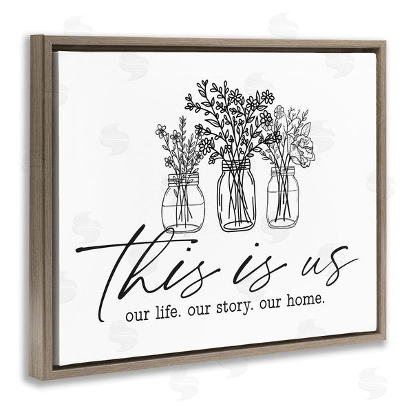 Stupell Industries Lettered And Lined | This Is Us Family Cottage Florals Herbs Bouquet Wall Art
