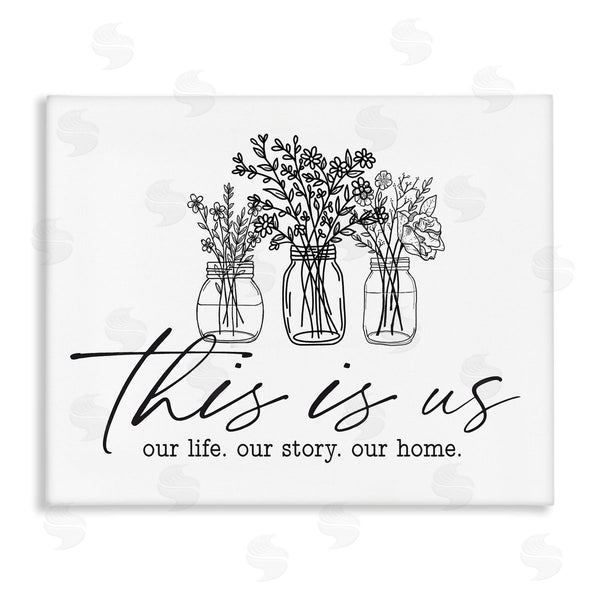 stupell industries Lettered and Lined | This Is Us Family Cottage Florals Herbs Bouquet Wall Art