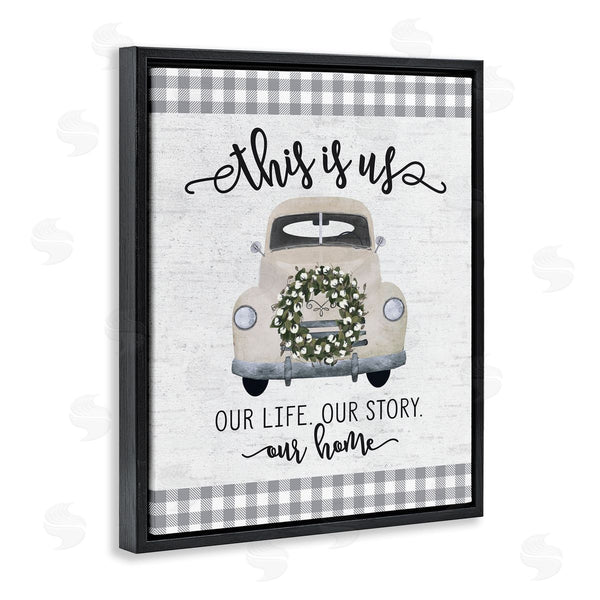 Stupell Industries Lettered And Lined | This Is Us Home Phrase Farmhouse Truck Plaid Wall Art