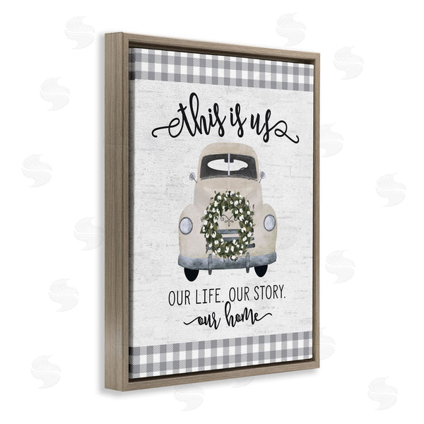 Stupell Industries Lettered And Lined | This Is Us Home Phrase Farmhouse Truck Plaid Wall Art