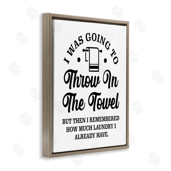 Stupell Industries Lettered And Lined | Throw In The Towel Humorous Laundry Joke Text Phrase Wall Art