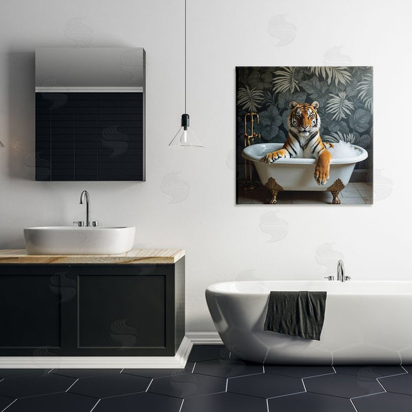 Stupell Industries Lettered And Lined | Tiger In Exotic Bubble Bath Wall Art