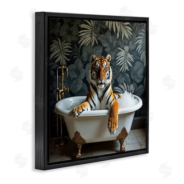 Stupell Industries Lettered And Lined | Tiger In Exotic Bubble Bath Wall Art