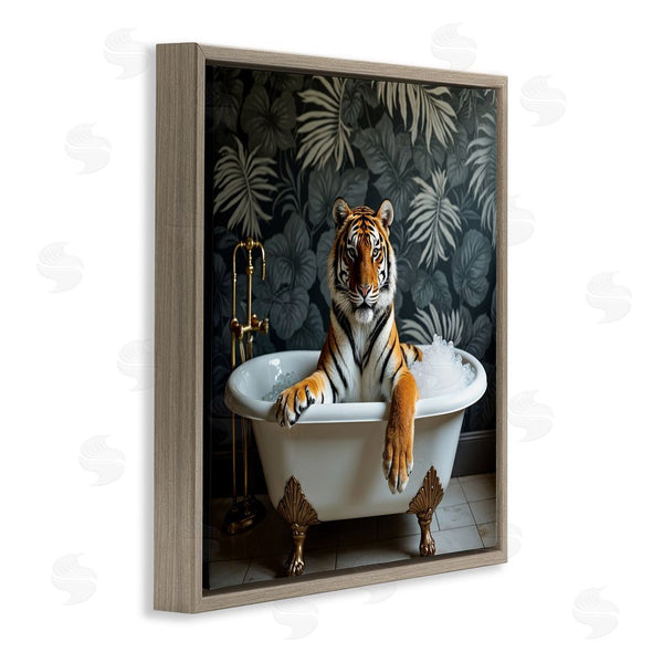 Stupell Industries Lettered And Lined | Tiger In Exotic Bubble Bath Wall Art