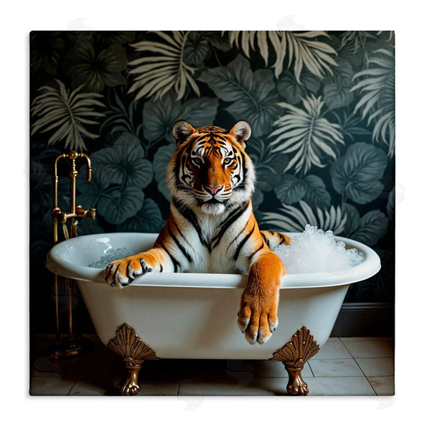 stupell industries Lettered and Lined | Tiger in Exotic Bubble Bath Wall Art