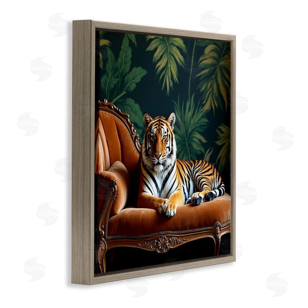 Stupell Industries Lettered And Lined | Tiger Lounging On Chaise Wall Art
