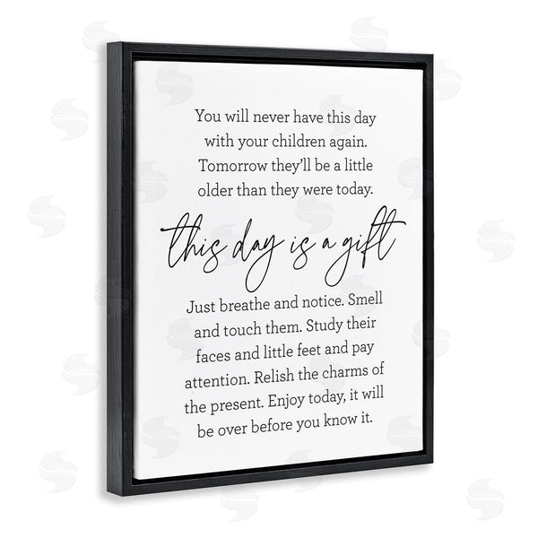 Stupell Industries Lettered And Lined | Today Is A Gift Heartwarming Parenthood Children Quote Wall Art