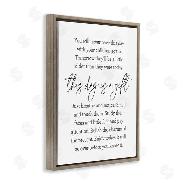 Stupell Industries Lettered And Lined | Today Is A Gift Heartwarming Parenthood Children Quote Wall Art