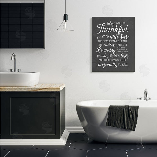 Stupell Industries Lettered And Lined | Today Will Be Thankful Phrase Family Laundry Housework Wall Art