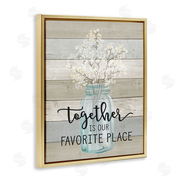 Stupell Industries Lettered And Lined | Together Favorite Place With Florals Wall Art