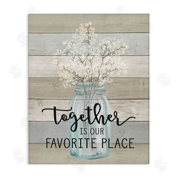 stupell industries Lettered and Lined | Together Favorite Place with Florals Wall Art