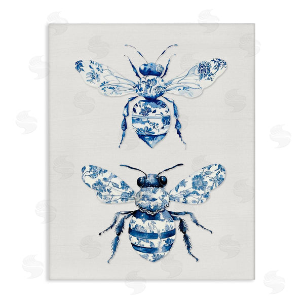 stupell industries Lettered and Lined | Toile Patterned Bees Wall Art