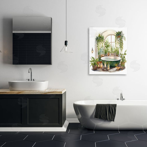 Stupell Industries Lettered And Lined | Tranquil Tub With Candles & Greenery Wall Art