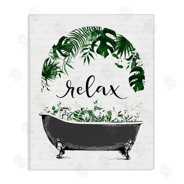 stupell industries Lettered and Lined | Tropical Bath Relax Wall Art