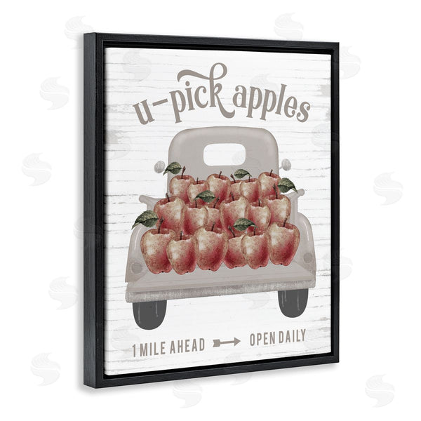 Stupell Industries Lettered And Lined | U-Pick Apples Autumn Harvest Truckload Rustic Sign Wall Art