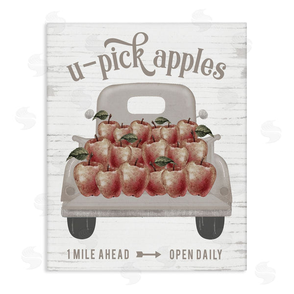 stupell industries Lettered and Lined | U-Pick Apples Autumn Harvest Truckload Rustic Sign Wall Art