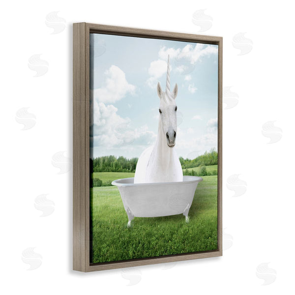 Stupell Industries Lettered And Lined | Unicorn Bathtub In Field Wall Art