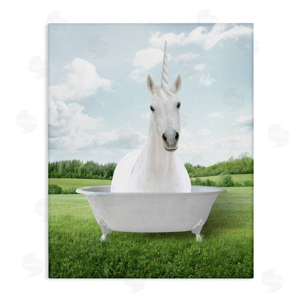 stupell industries Lettered and Lined | Unicorn Bathtub in Field Wall Art