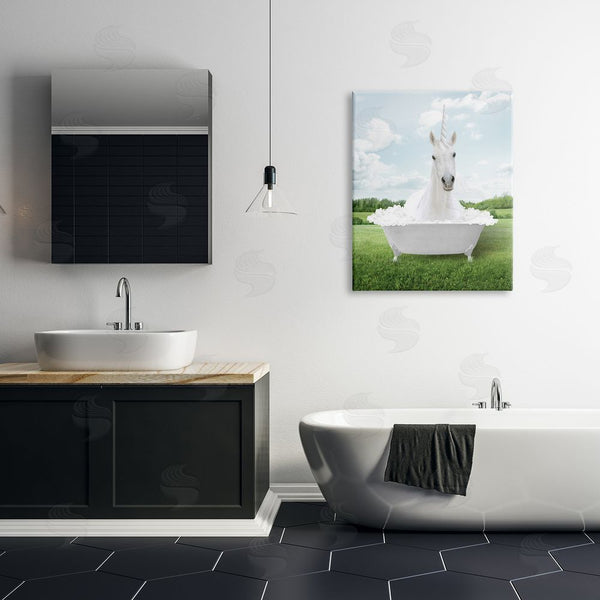 Stupell Industries Lettered And Lined | Unicorn In Tub Landscape Wall Art