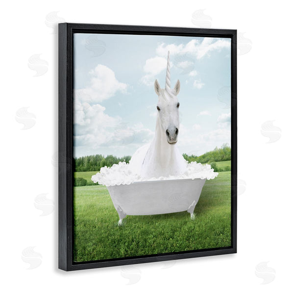 Stupell Industries Lettered And Lined | Unicorn In Tub Landscape Wall Art