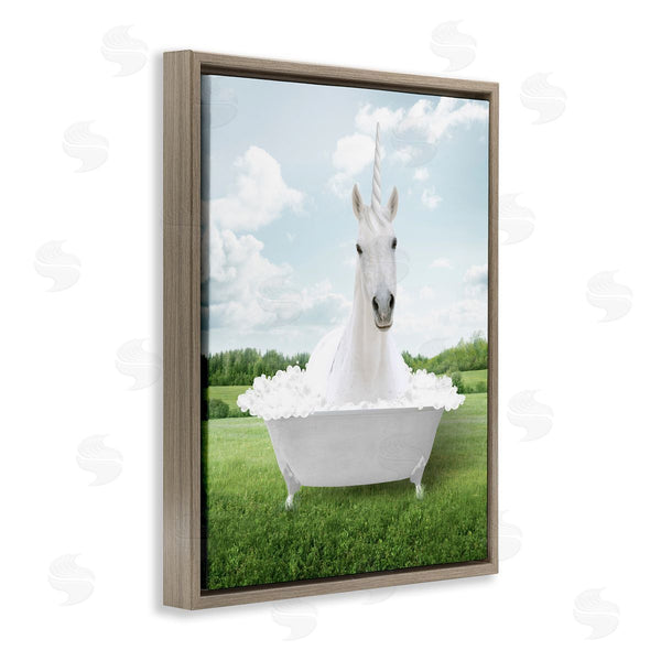 Stupell Industries Lettered And Lined | Unicorn In Tub Landscape Wall Art