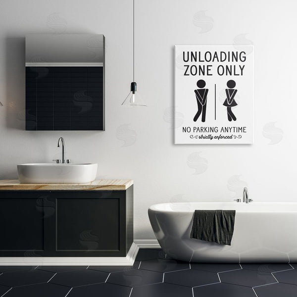 Stupell Industries Lettered And Lined | Unloading Zone Witty Bathroom Symbols Casual Sign Wall Art