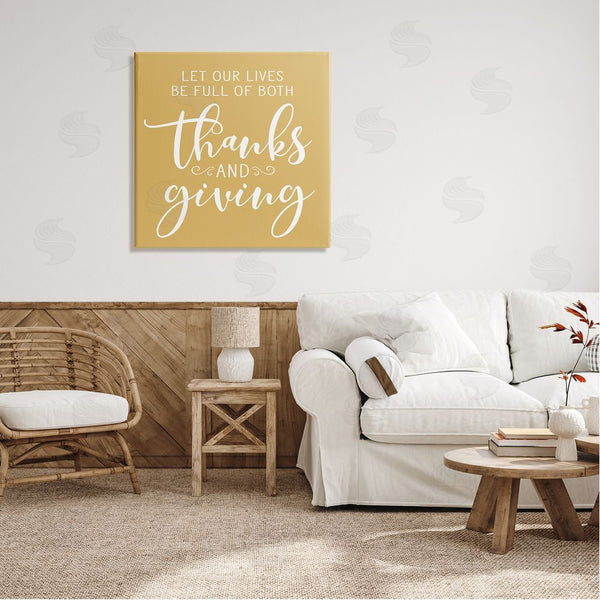 Stupell Industries Lettered And Lined | Uplifting Thanksgiving Calligraphy Phrase Warm Yellow Design Wall Art