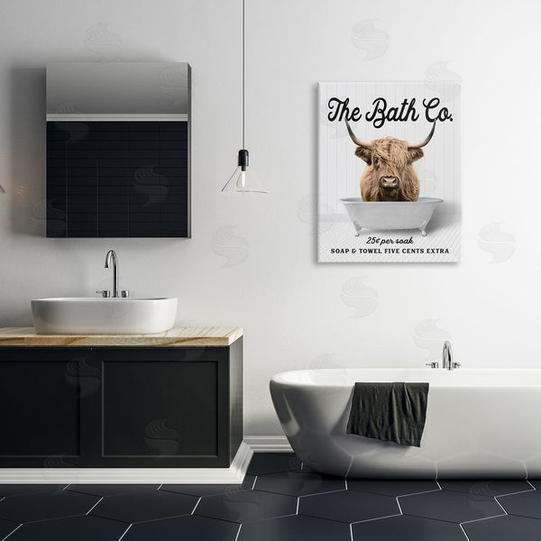 Stupell Industries Lettered And Lined | Vintage Bath Ad Cattle Wall Art
