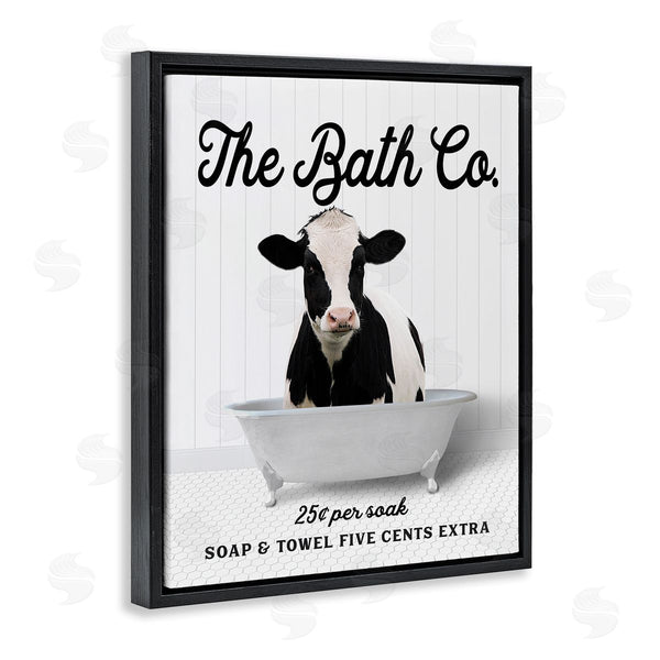 Stupell Industries Lettered And Lined | Vintage Bath Ad Cow Wall Art