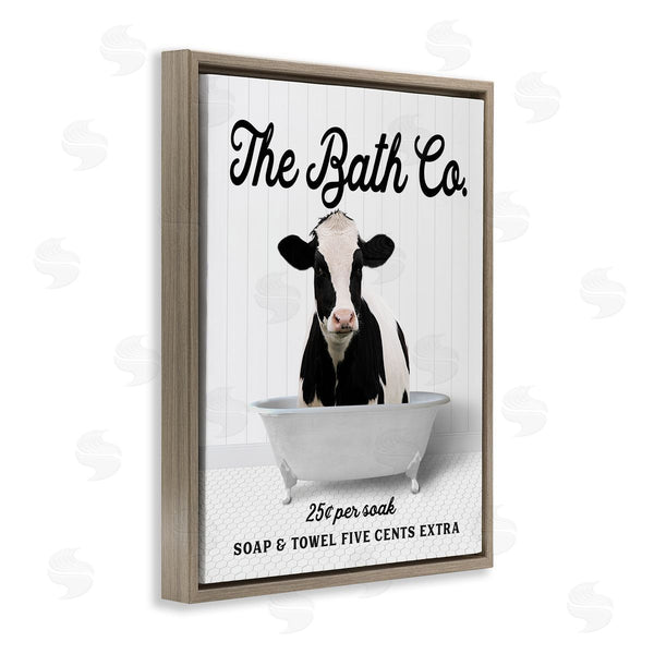 Stupell Industries Lettered And Lined | Vintage Bath Ad Cow Wall Art