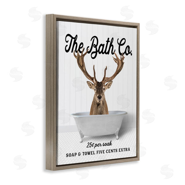 Stupell Industries Lettered And Lined | Vintage Bath Ad Deer Wall Art