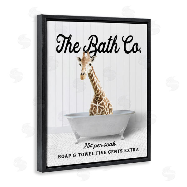 Stupell Industries Lettered And Lined | Vintage Bath Ad Giraffe Wall Art