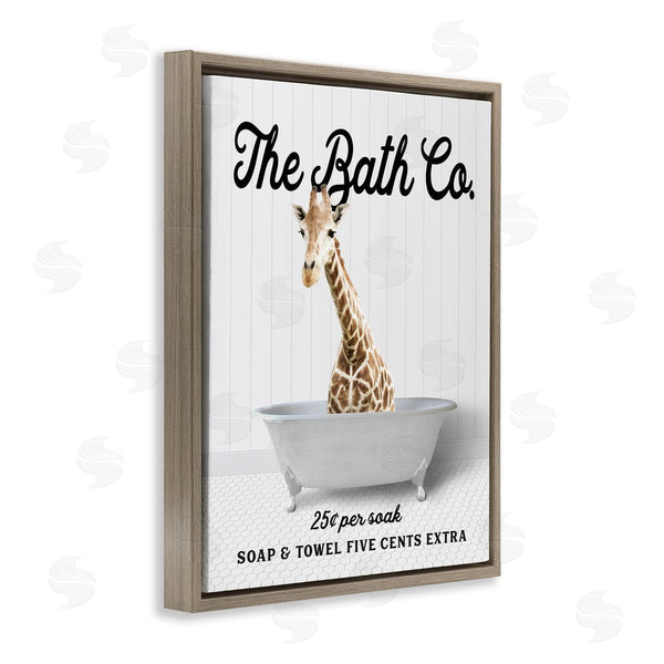 Stupell Industries Lettered And Lined | Vintage Bath Ad Giraffe Wall Art