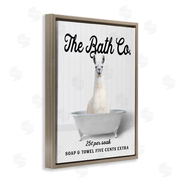 Stupell Industries Lettered And Lined | Vintage Bath Ad Llama Wall Art