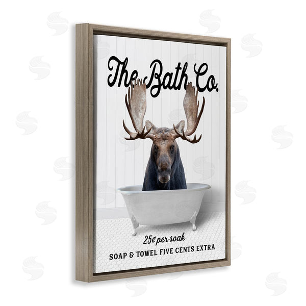 Stupell Industries Lettered And Lined | Vintage Bath Ad Moose Wall Art