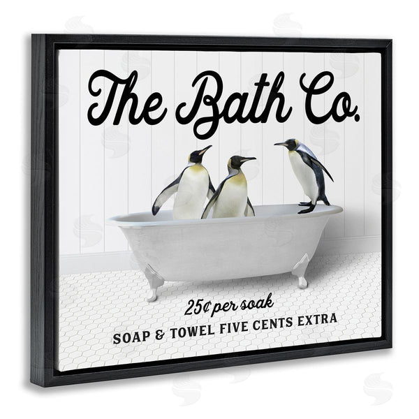 Stupell Industries Lettered And Lined | Vintage Bath Ad Penguins Wall Art
