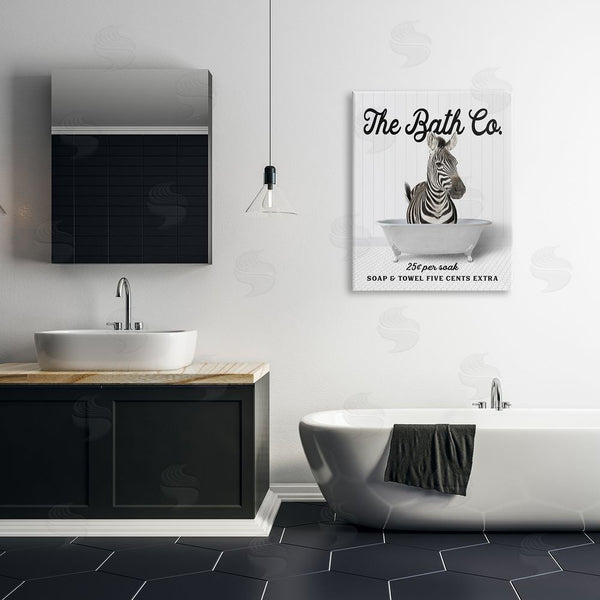 Stupell Industries Lettered And Lined | Vintage Bath Ad Zebra Wall Art