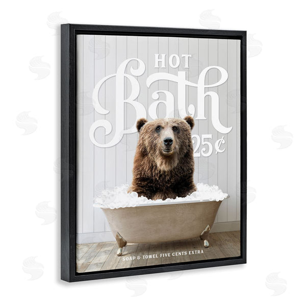 Stupell Industries Lettered And Lined | Vintage Bathroom Bear Ad