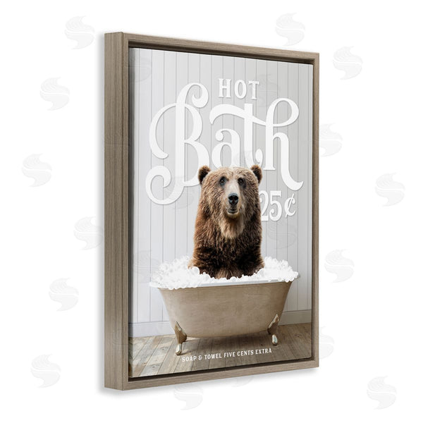 Stupell Industries Lettered And Lined | Vintage Bathroom Bear Ad