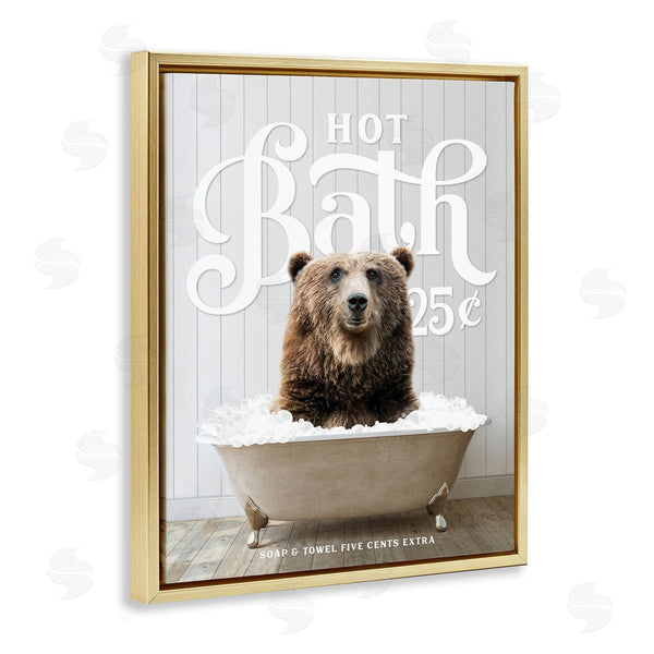Stupell Industries Lettered And Lined | Vintage Bathroom Bear Ad