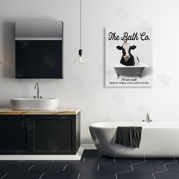 Stupell Industries Lettered And Lined | Vintage Bathroom Cow Wall Art