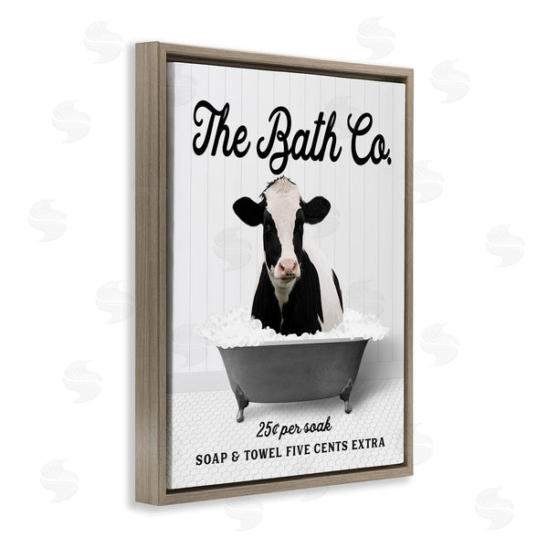 Stupell Industries Lettered And Lined | Vintage Bathroom Cow Wall Art