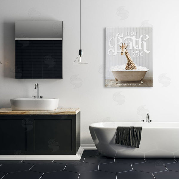 Stupell Industries Lettered And Lined | Vintage Bathroom Giraffe Wall Art