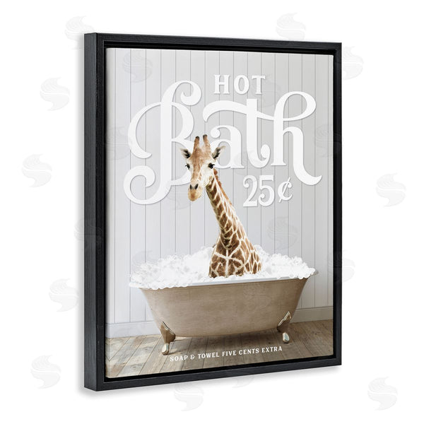 Stupell Industries Lettered And Lined | Vintage Bathroom Giraffe Wall Art