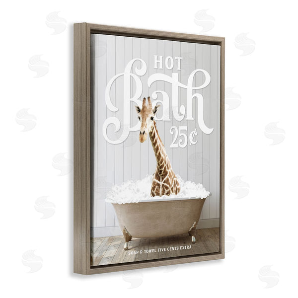 Stupell Industries Lettered And Lined | Vintage Bathroom Giraffe Wall Art