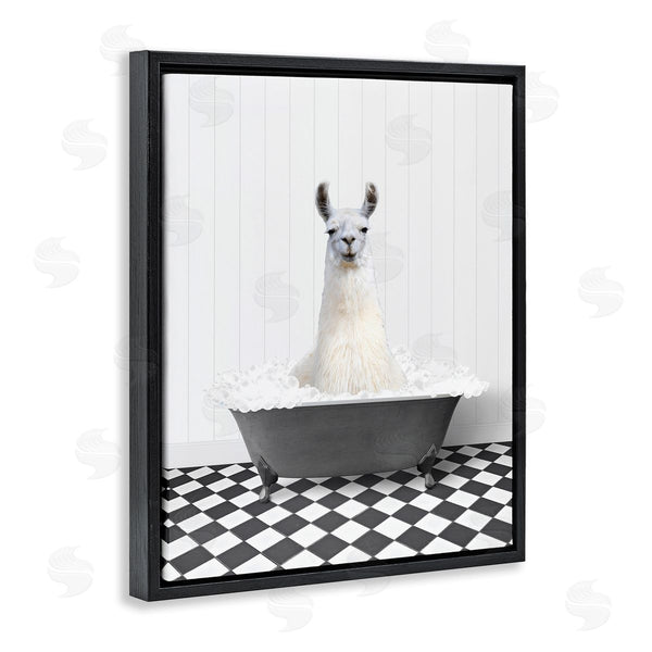 Stupell Industries Lettered And Lined | Vintage Bathroom Llama Wall Art