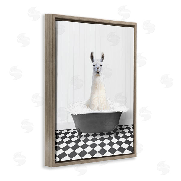 Stupell Industries Lettered And Lined | Vintage Bathroom Llama Wall Art