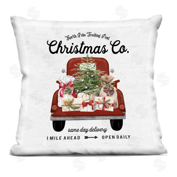 stupell industries Lettered and Lined | Vintage Christmas Truck Sign Printed Throw Pillow